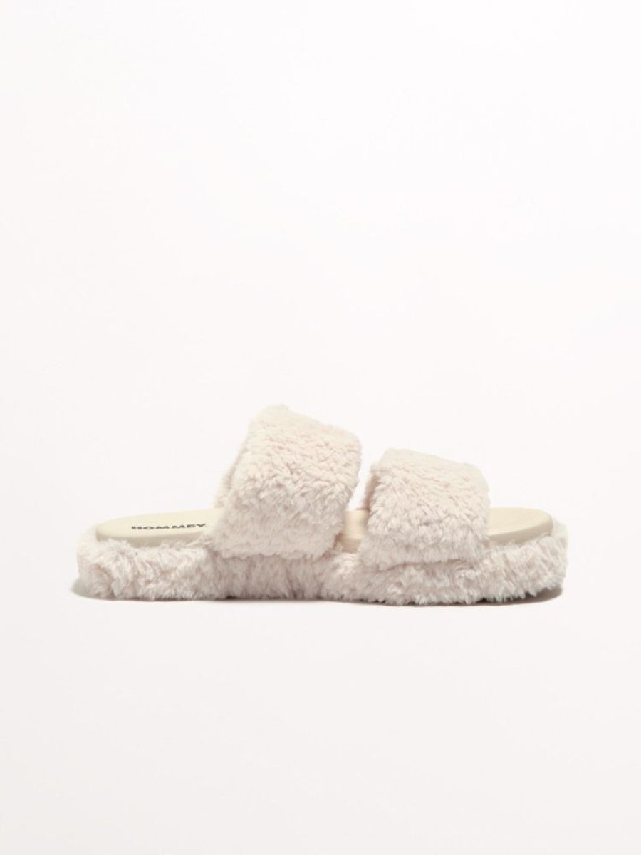 Socks & Slides Hommey | Willow Slide - Cream | Adjustable, Cosy, Vegan Platform Slippers Marshmallow