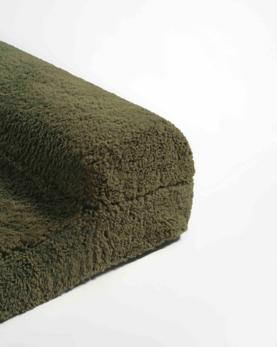 Pet Hommey | Hommey Faux Fur Dog Bed - Green | Durable, Thick, Washable & Orthopaedic Pet Bed Olive