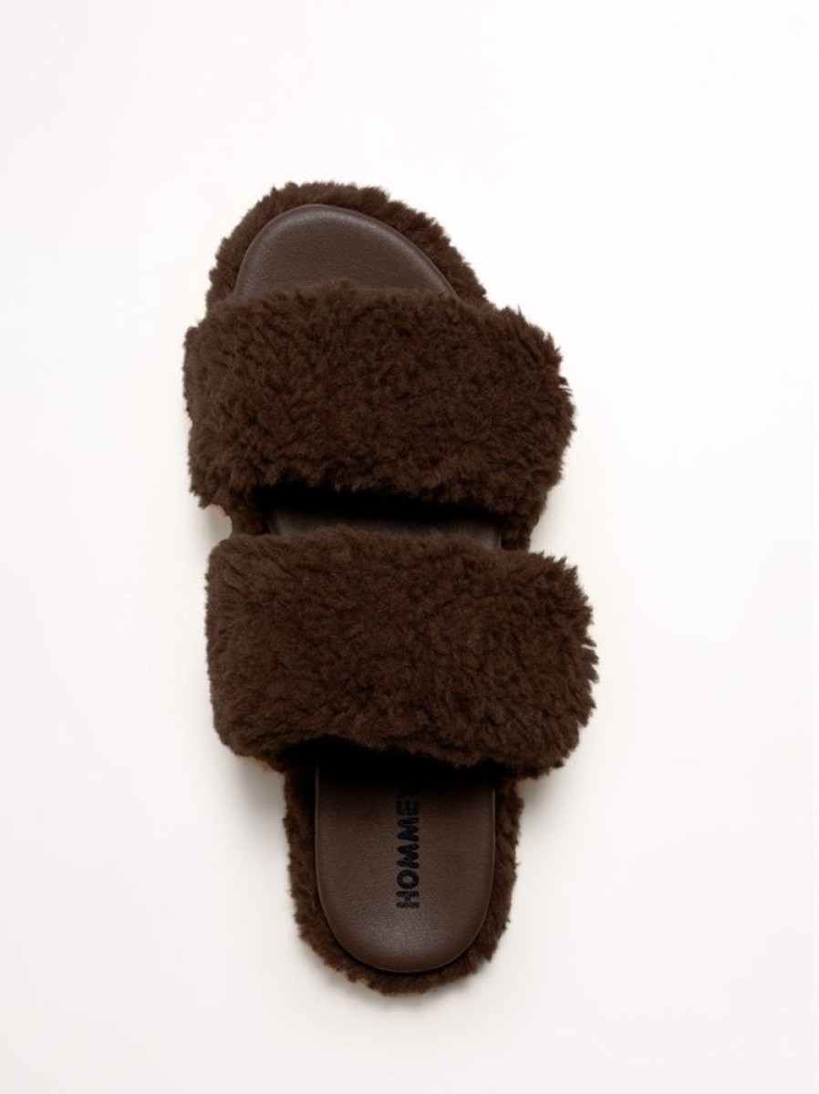 Socks & Slides Hommey | Willow Slide - Chocolate | Adjustable, Platform & Vegan Slippers Coffee