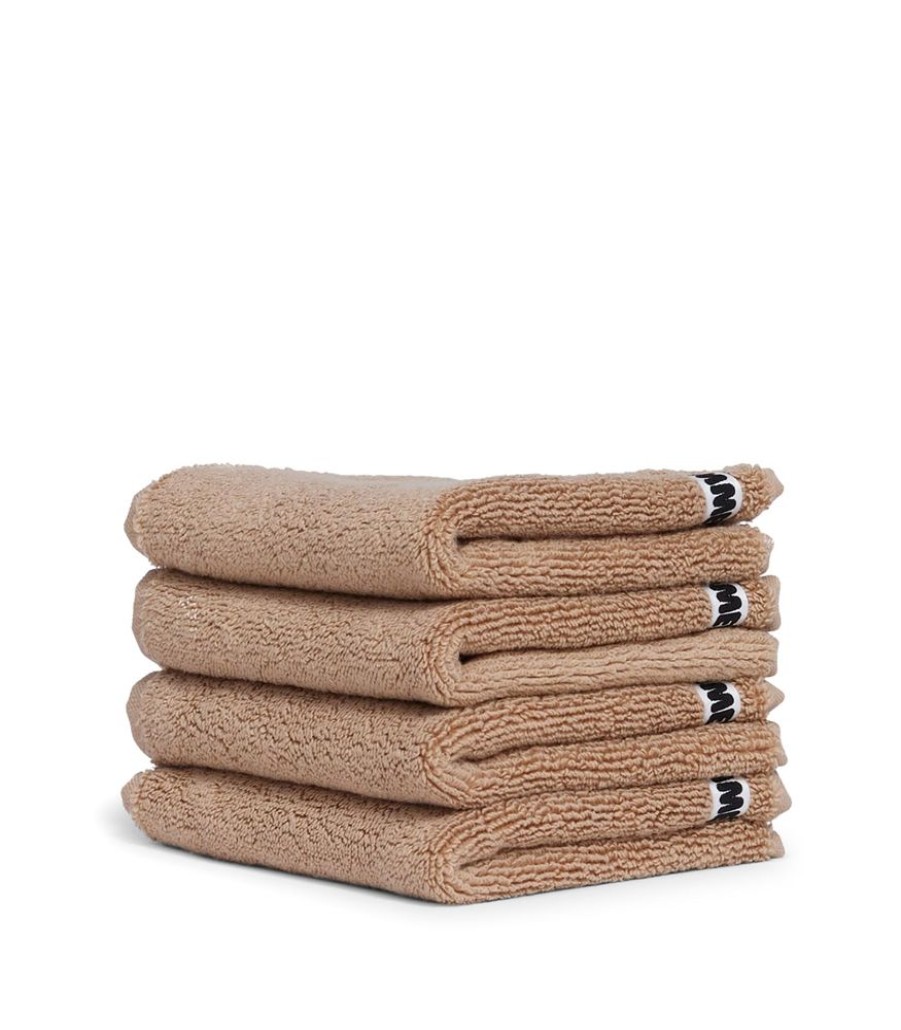 Bathroom Hommey | 2 Pack Face Washer Towel - Light Brown | Super Plush 100% Cotton Bathroom Towel 30Cm X 30Cm Latte