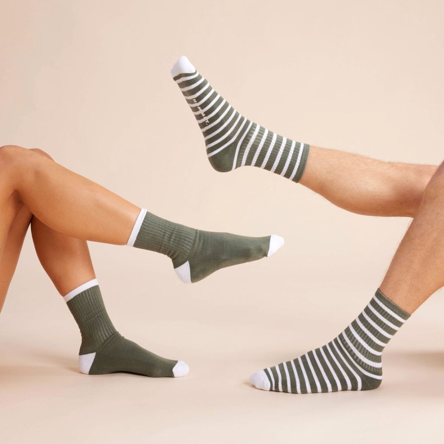 Socks & Slides Hommey | Socks 2 Pack Matcha Stripes