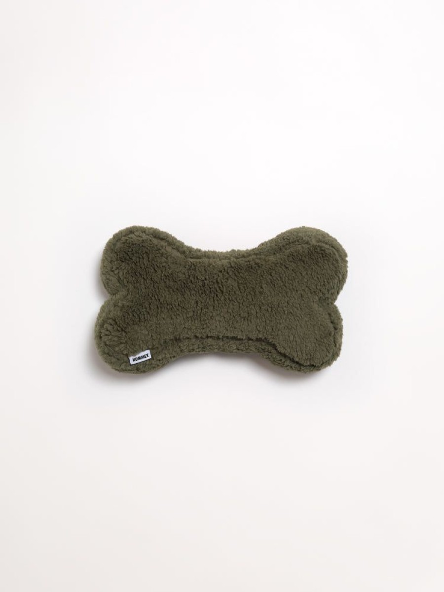 Pet Hommey | Faux Fur Bone Pillow Olive