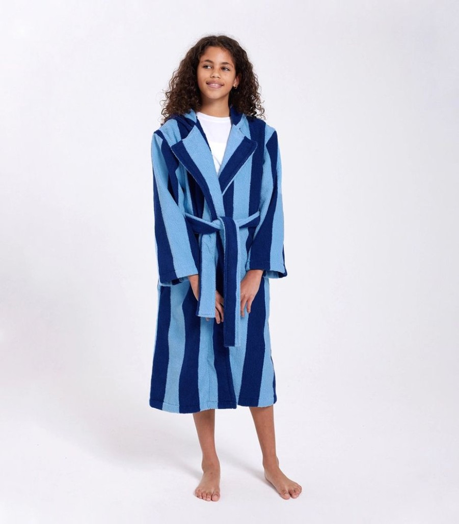 Robes Hommey | Kids Robes - Blue Stripe | Blue Cotton Hommey Kids Dressing Gown | Hommey Blueberry Stripes