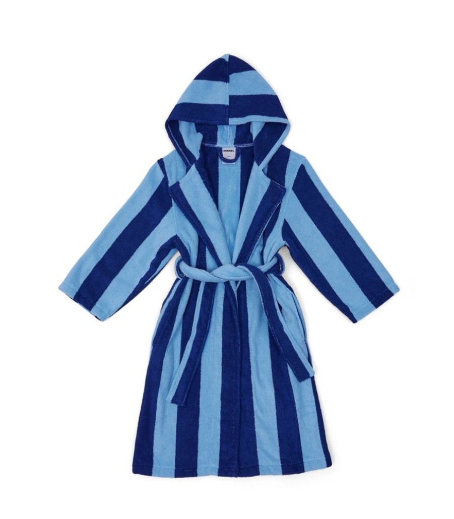 Robes Hommey | Kids Robes - Blue Stripe | Blue Cotton Hommey Kids Dressing Gown | Hommey Blueberry Stripes