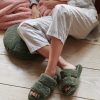 Socks & Slides Hommey | Willow Slide - Green | Adjustable, Cosy, Vegan Platform Slippers Olive