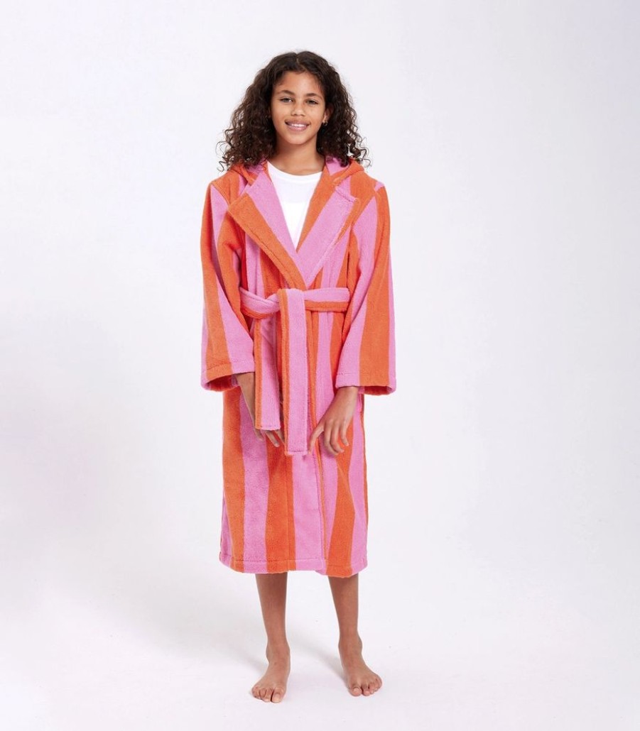 Robes Hommey | Kids Robes - Pink Stripes | Pink Cotton Hommey Kids Robes | Hommey Sherbet Stripes